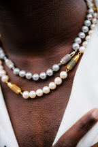 Red Garnet Pave Set Gold Rocket Bullet White Pearl 18K Gold Vermeil Sterling Sil
