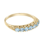 1.40 Ctw Vintage Style Blue Topaz 14K Yellow Gold Band Ring