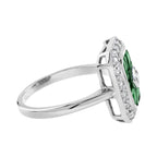 2.35 ctw Art Deco Style Green Emerald & Diamond 14K White Gold Ring