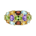 6.02 Ctw Vintage Style Oval Multi Gemstone 14K Yellow Gold Cluster Dome Ring