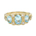 Oval Shape Blue Topaz & Diamond Vintage Style Three Stone 9K Yellow Gold Ring