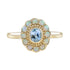 Blue Topaz & White Opal Halo Set Vintage Style Floral Halo Yellow Gold Ring