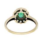 Emerald & Opal Vintage Style Floral Halo Yellow Gold Ring