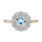 1.05 Ctw Vintage Style Aquamarine & Diamond Rose Gold Floral Halo Ring
