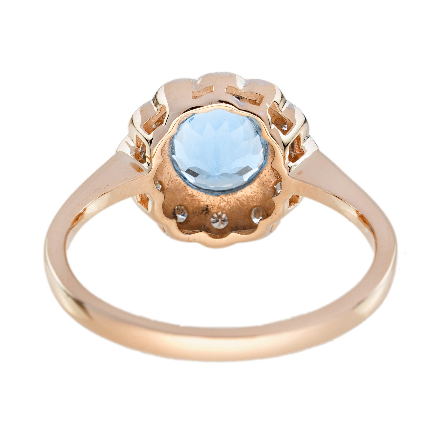1.05 Ctw Vintage Style Aquamarine &amp; Diamond Rose Gold Floral Halo Ring