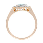 Round Blue Aquamarine & Diamond Vintage Style Floral Halo Set Rose Gold Ring