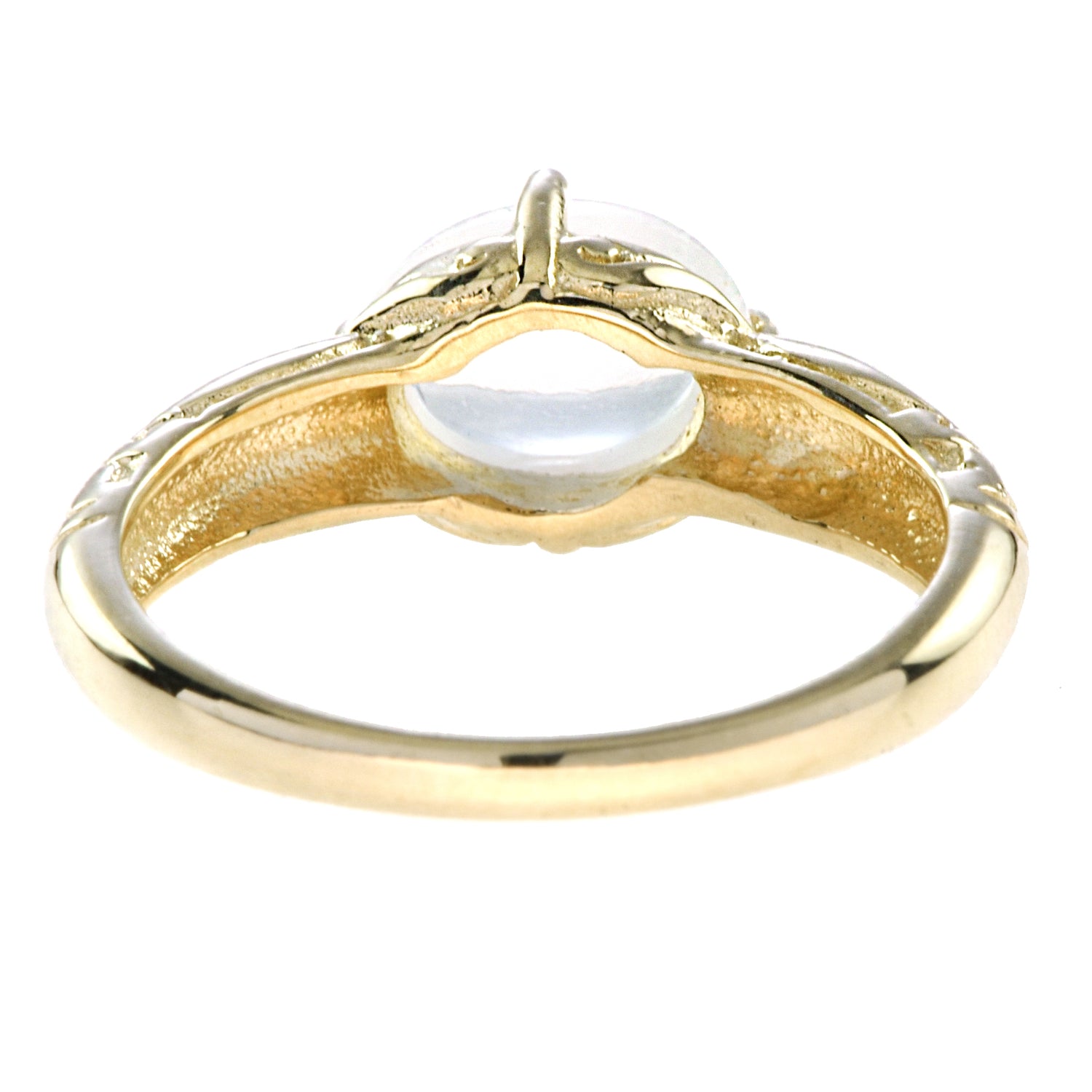 Vintage Style Oval Shape Cabochon Moonstone Engagement 14K Yellow Gold Ring