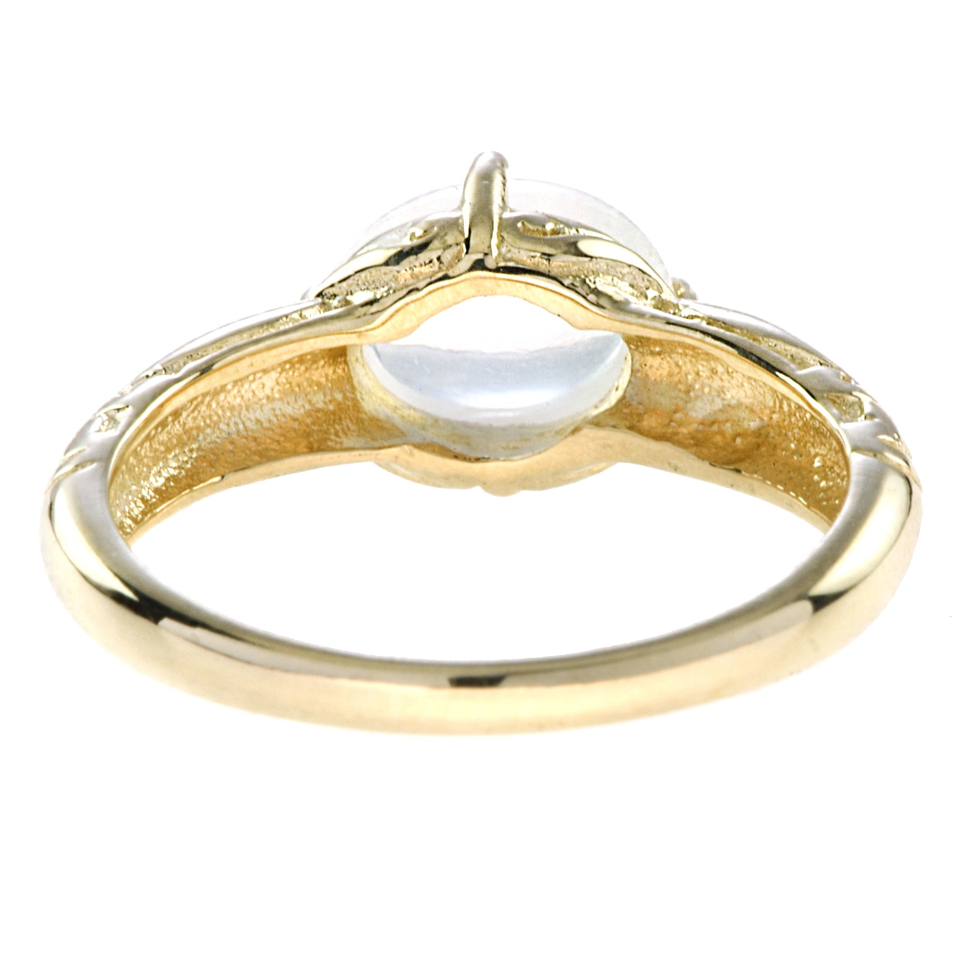 Vintage Style Oval Shape Cabochon Moonstone Engagement 14K Yellow Gold Ring