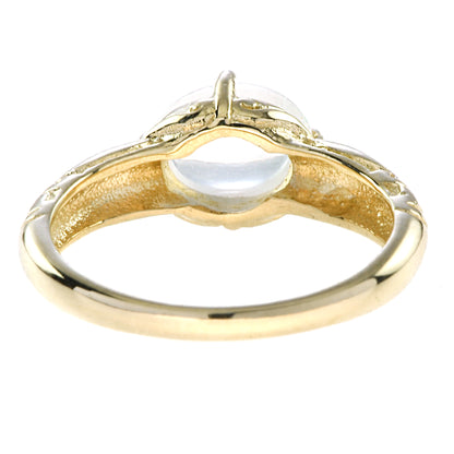 Vintage Style Oval Shape Cabochon Moonstone Engagement 14K Yellow Gold Ring