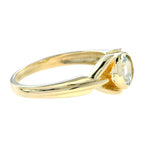 0.65 ctw Art Deco Style Blue Aquamarine Bezel Ring 14K Yellow Gold