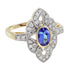 Blue Violet Tanzanite & Diamonds Halo Art Deco Style Statement Gold Ring