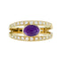 Oval Cabochon Purple Violet Amethyst & Diamond Vintage Style Gold Ring
