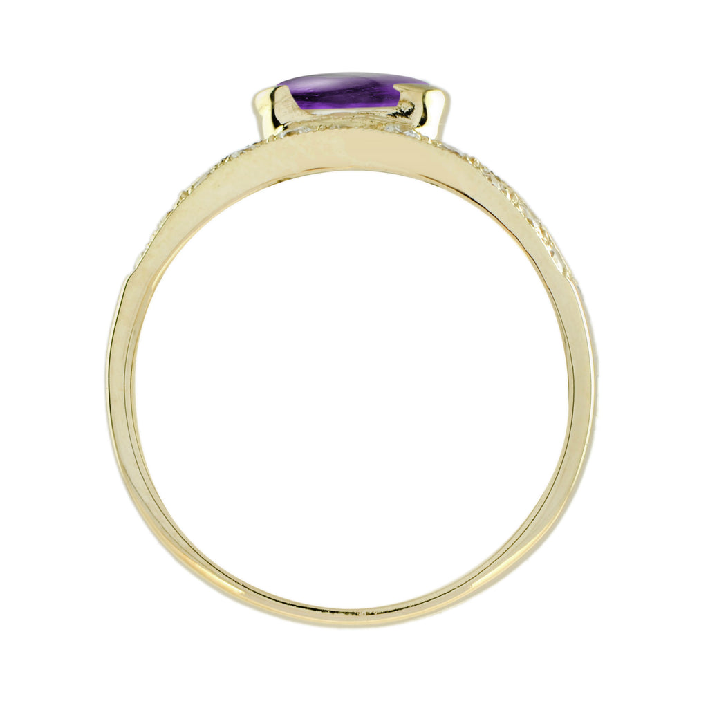 1.00 ctw Art Deco Style Amethyst & Diamond 14K Gold Ring