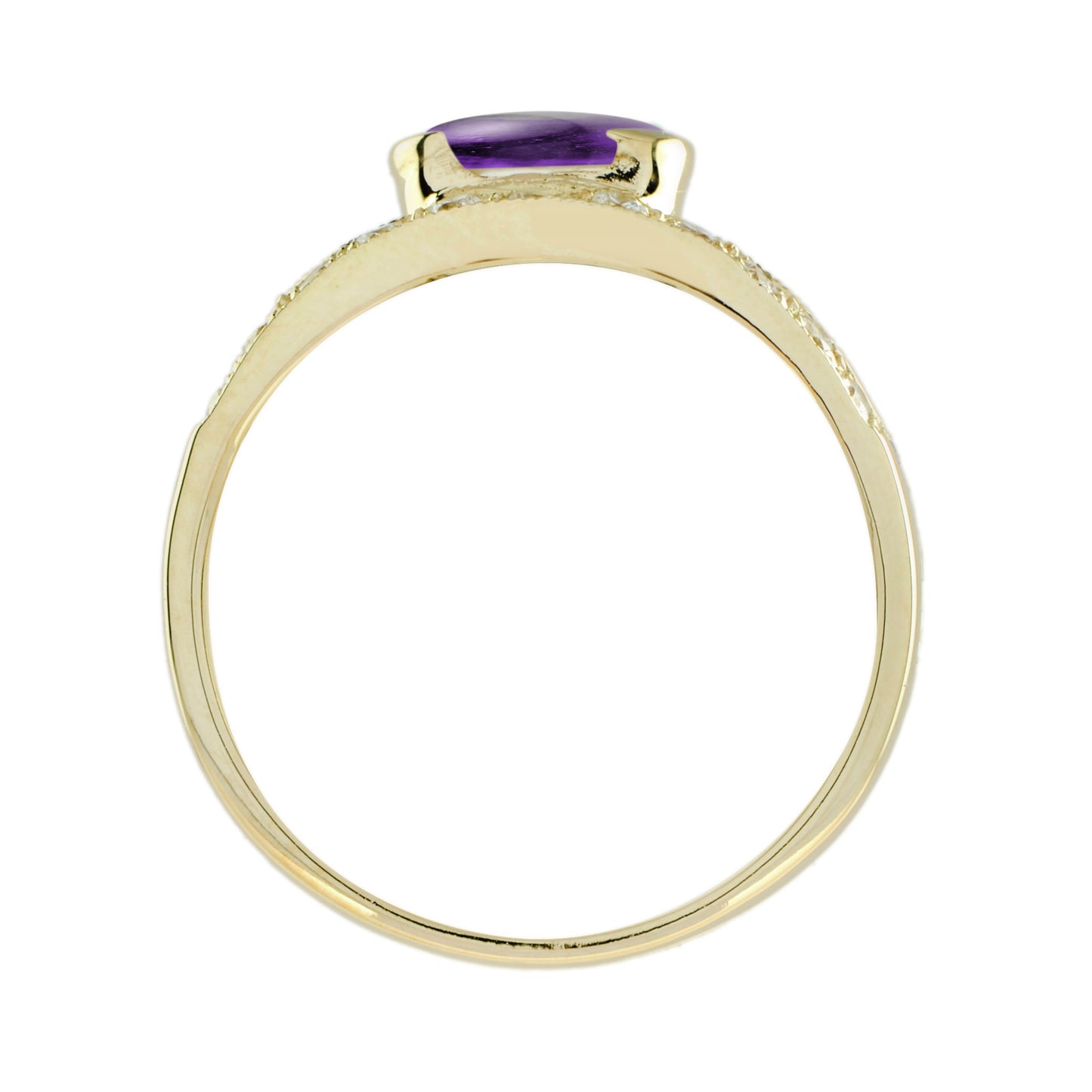 oval cabochon purple violet amethyst & diamond vintage style gold ring