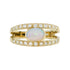 White Oval Shape Opal & Diamond Vintage Style 9K Yellow Gold Ring