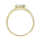 White Oval Shape Opal & Diamond Vintage Style 9K Yellow Gold Ring