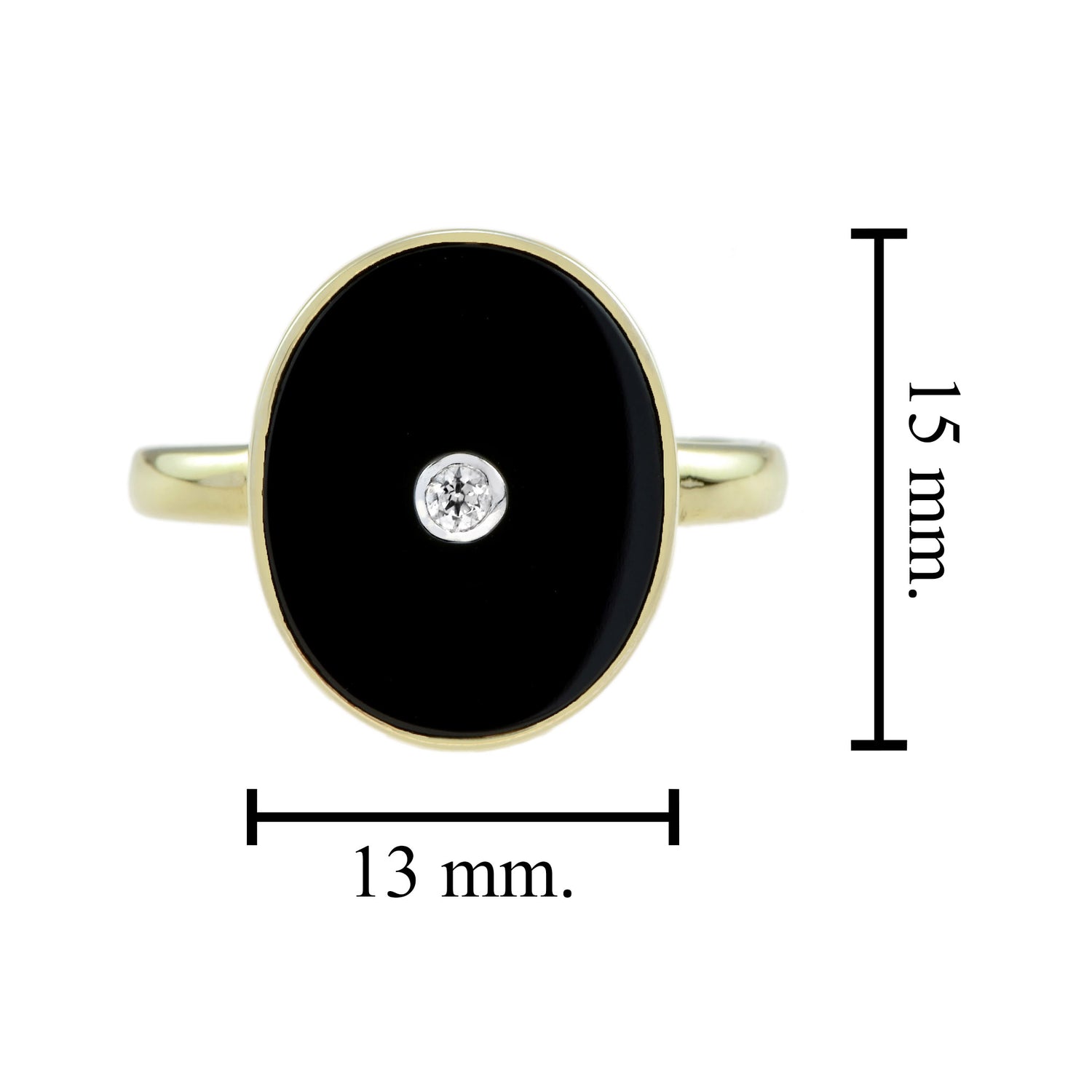 Diamond Black Onyx Art Deco Style Oval Shape 14K White Gold Ring