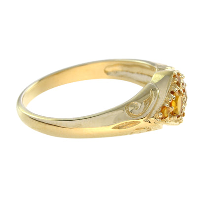0.40 Ctw Vintage Style Citrine 14K Yellow Gold Cluster Ring