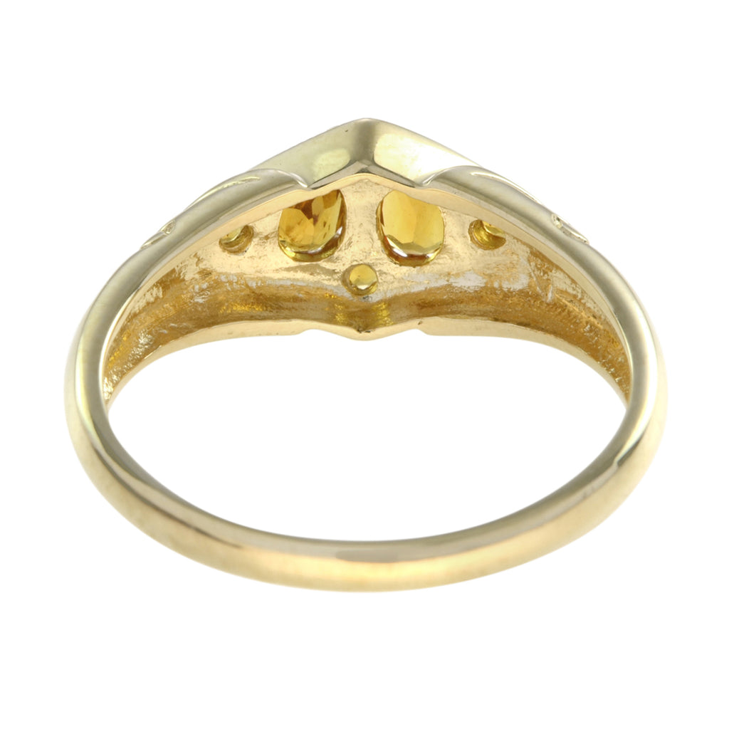 0.40 Ctw Vintage Style Citrine 14K Yellow Gold Cluster Ring