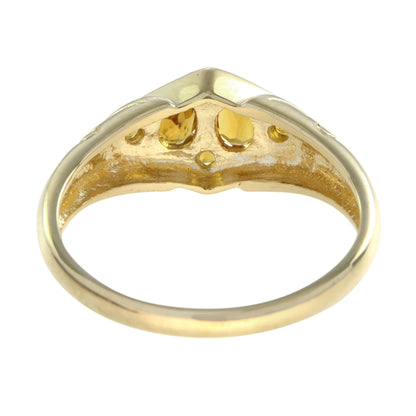 0.40 Ctw Vintage Style Citrine 14K Yellow Gold Cluster Ring