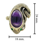 Cabochon Purple Amethyst Emerald Vintage Inspired Antique Style Snake Gold Ring