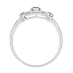 Pink Red Ruby & Diamond Art Deco Style Filigree 14K White Gold Ring