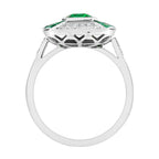 Green Emerald & Diamond Art Deco Style Octagon Pave Set White Gold Ring