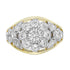 Diamond Cluster Edwardian Floral Style Dome Ring in Two Tone Gold