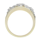 Diamond Cluster Edwardian Floral Style Dome Ring in Two Tone Gold