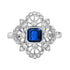 Asscher Blue Sapphire & Diamond Antique Style 14K White Gold Ring