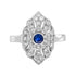 Round Blue Sapphire & Diamond Antique Style Engagement 14K White Gold Ring