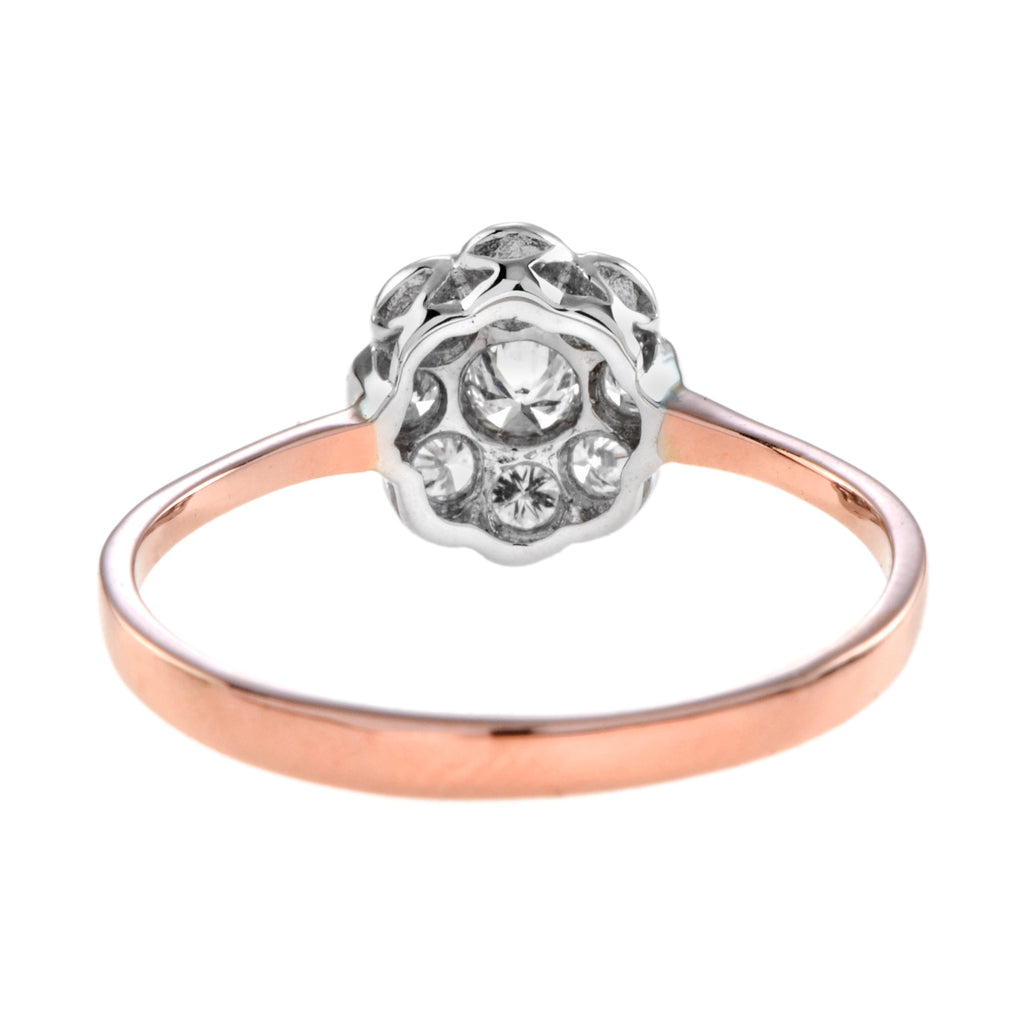 Diamond Vintage Style Floral Flower Cluster 9K Rose Gold Ring