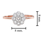Diamond Vintage Style Floral Flower Cluster 9K Rose Gold Ring