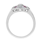Diamond & Ruby Art Deco Style 14K White Gold Ring