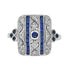 Art Deco Style Blue Sapphire & Diamond Square 14K White Gold Ring