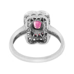 1.29 ctw Art Deco Vintage Inspired Ruby & Diamond 14K White Gold Ring