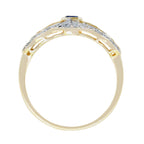 0.35 Ctw Vintage Style Diamond & Blue Sapphire 14K Yellow Gold Ring
