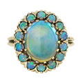 Opal Vintage Inspired Antique Style Dinner Cocktail Yellow Gold Ring