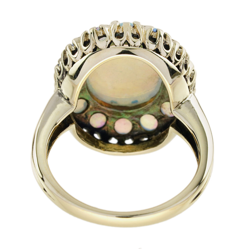 Opal Vintage Inspired Antique Style Dinner Cocktail Yellow Gold Ring