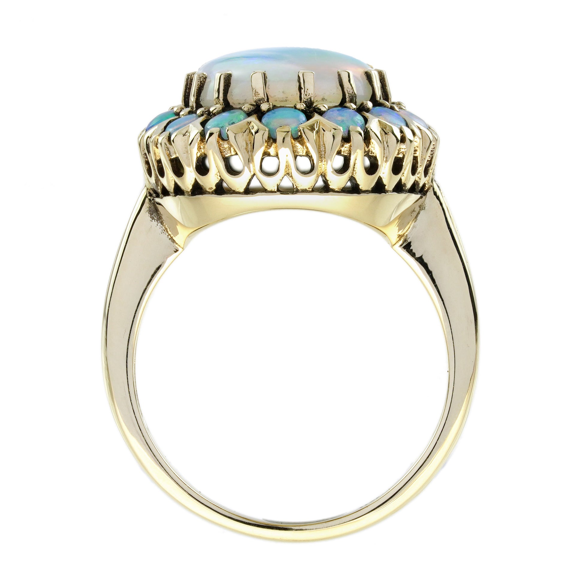 Opal Vintage Inspired Antique Style Dinner Cocktail Yellow Gold Ring