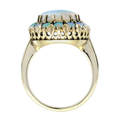 Opal Vintage Inspired Antique Style Dinner Cocktail Yellow Gold Ring