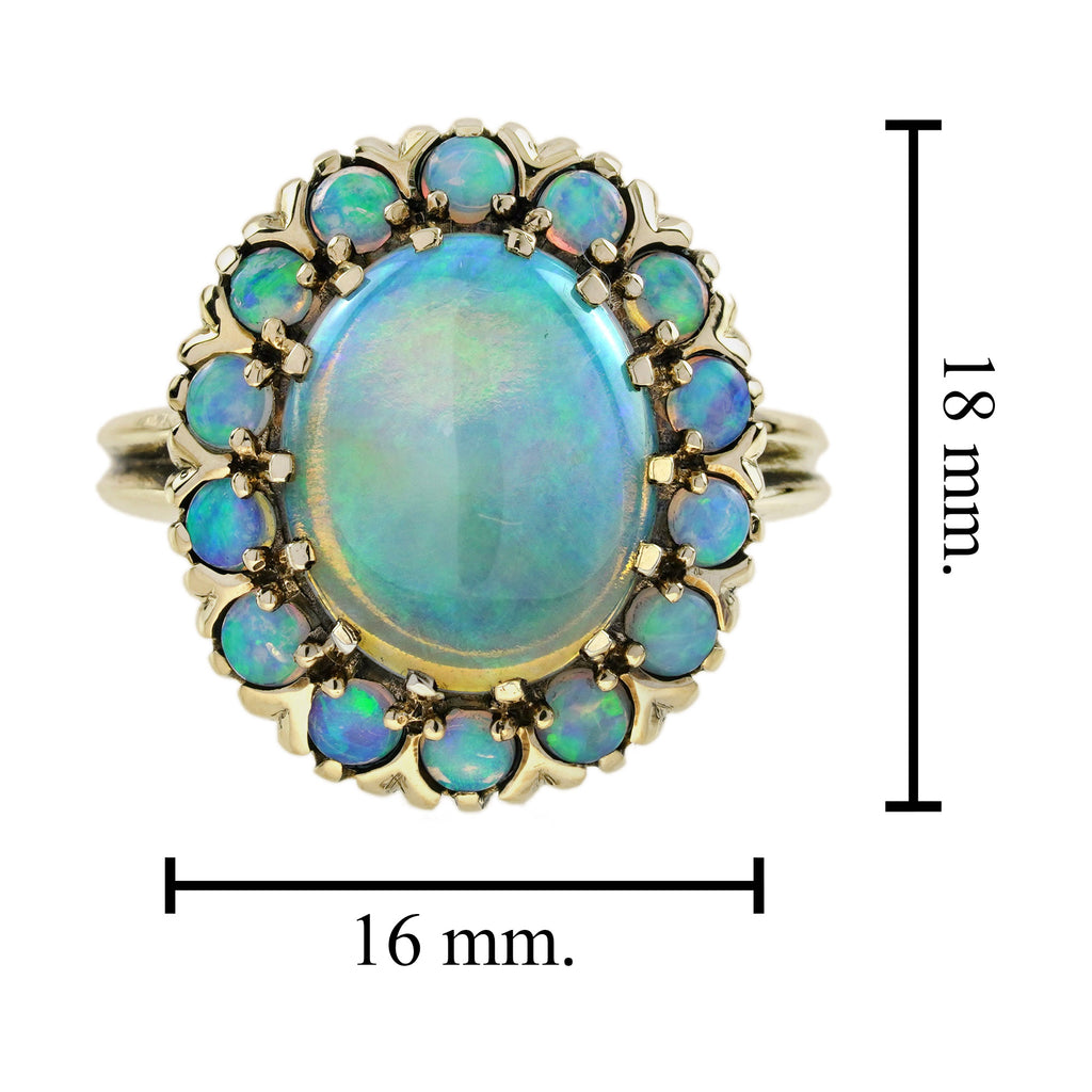 Opal Vintage Inspired Antique Style Dinner Cocktail Yellow Gold Ring
