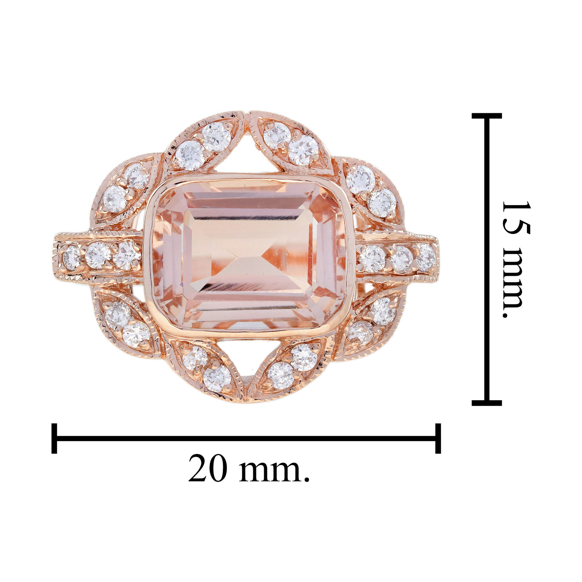 Morganite & Diamond Art Deco Style Rose Gold Statement Ring