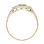 Blue Sapphire & Diamond Vintage Style Filigree 14K Yellow Gold Shield Ring