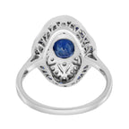 Blue Sapphire Diamond Edwardian Style Openwork Art Deco Inspired White Gold Ring