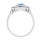 4.68 Ctw Art Deco Style Blue Sapphire & Diamond 18K White Gold Ring
