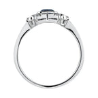 Shield Art Deco Style Inspired Blue Sapphire & Diamond Platinum Ring