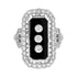 Art Deco Style Diamond & Black Onyx Shield Halo Set White Gold Ring