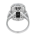 Art Deco Style Diamond & Black Onyx Shield Halo Set White Gold Ring