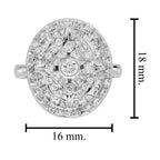 Diamond Art Deco Style Engagement Pave Set Cluster 14K White Gold Ring